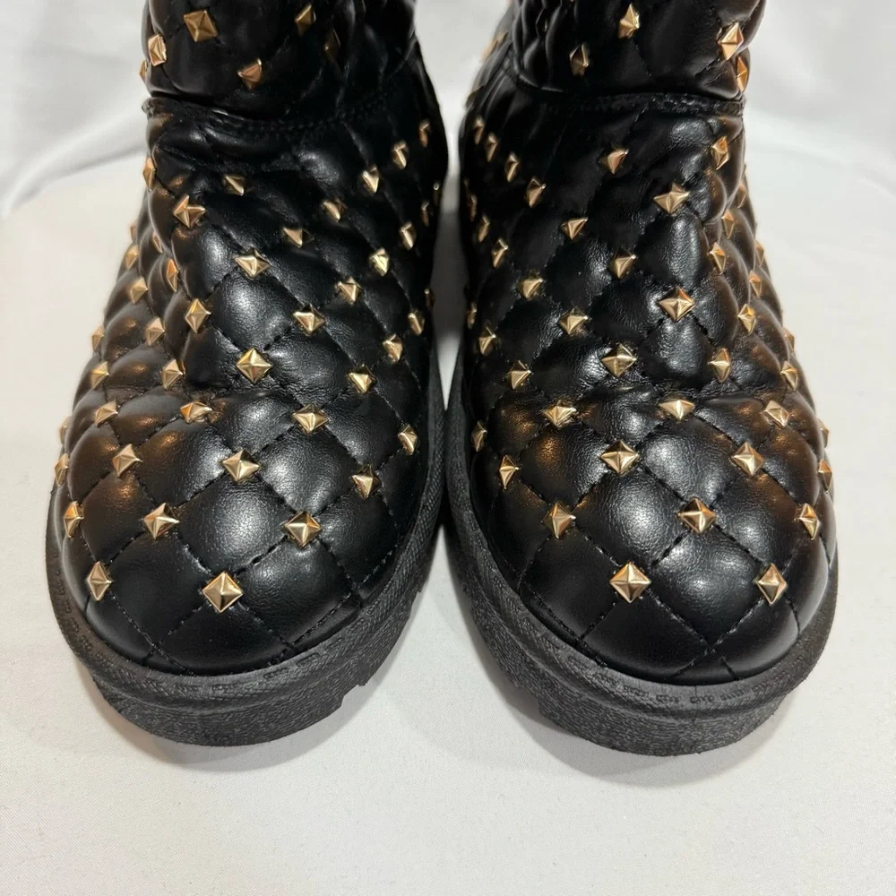 Rouge Helium Studded‎ Quilted Faux Fur Winter Boots Size 8.5 Luxe Street Style